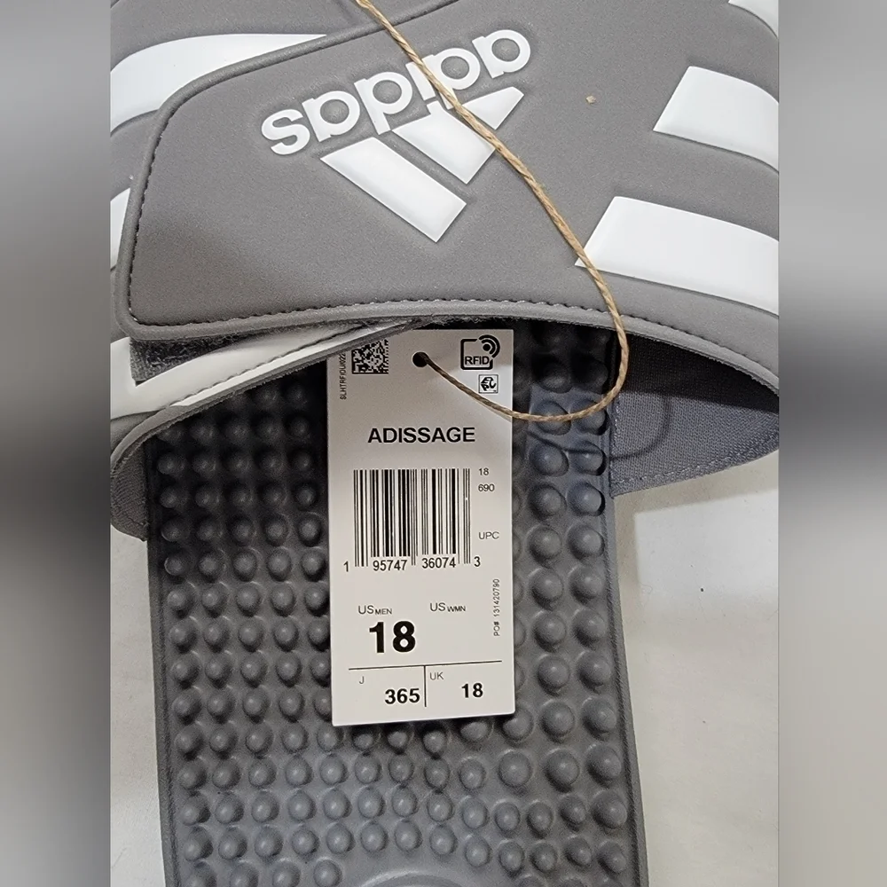 Adidas Mens Adissage Slide Athletic Sandals Size 18 Black/White